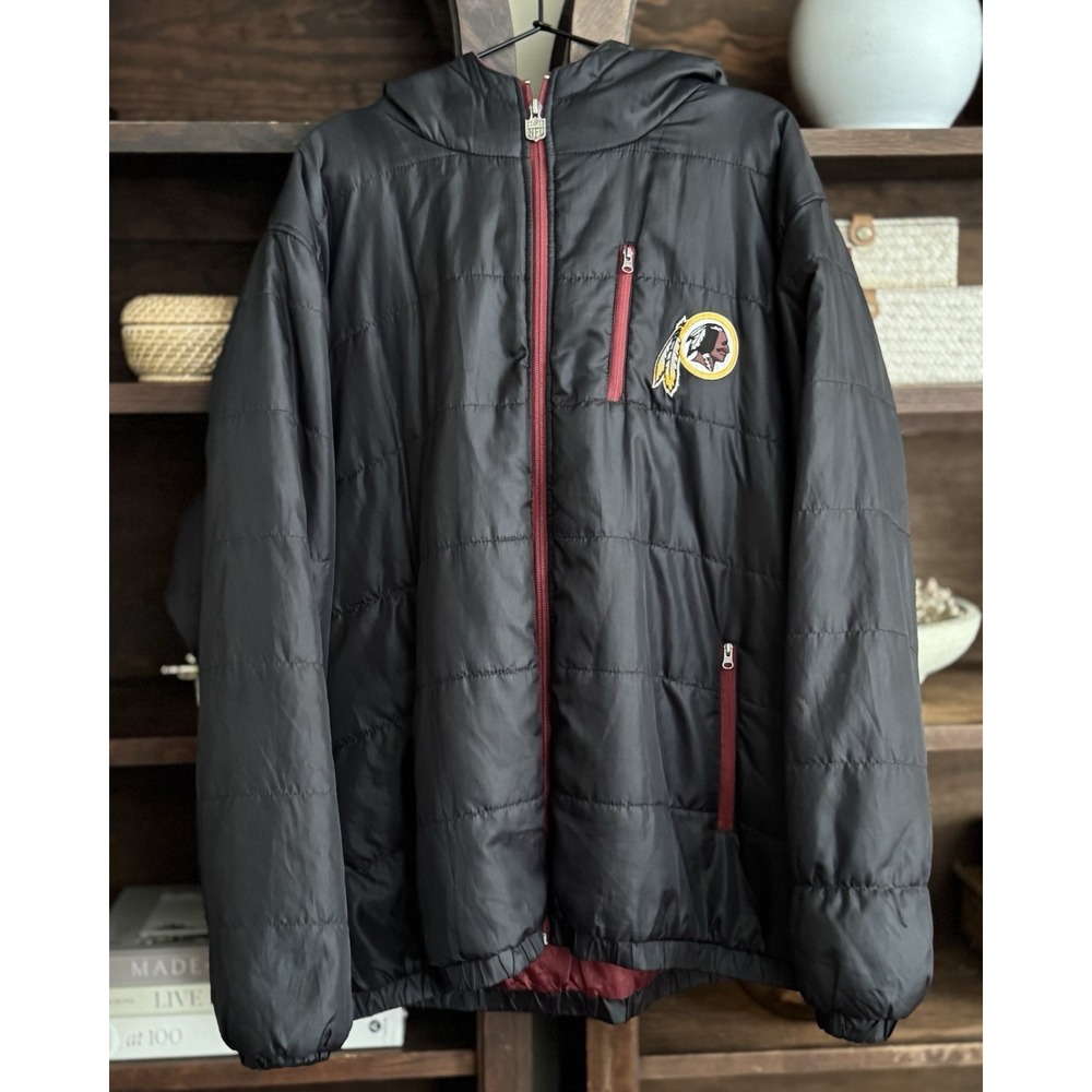 VTG NFL Pro Line Washington Redskins Commanders Hooded Puffer Lined Jacket 3XL